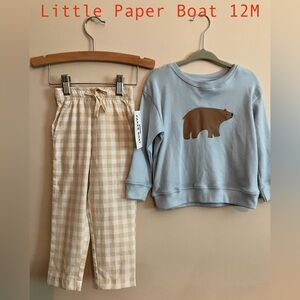 Little Paper Boat Pants and Top Sz 12 months nwt